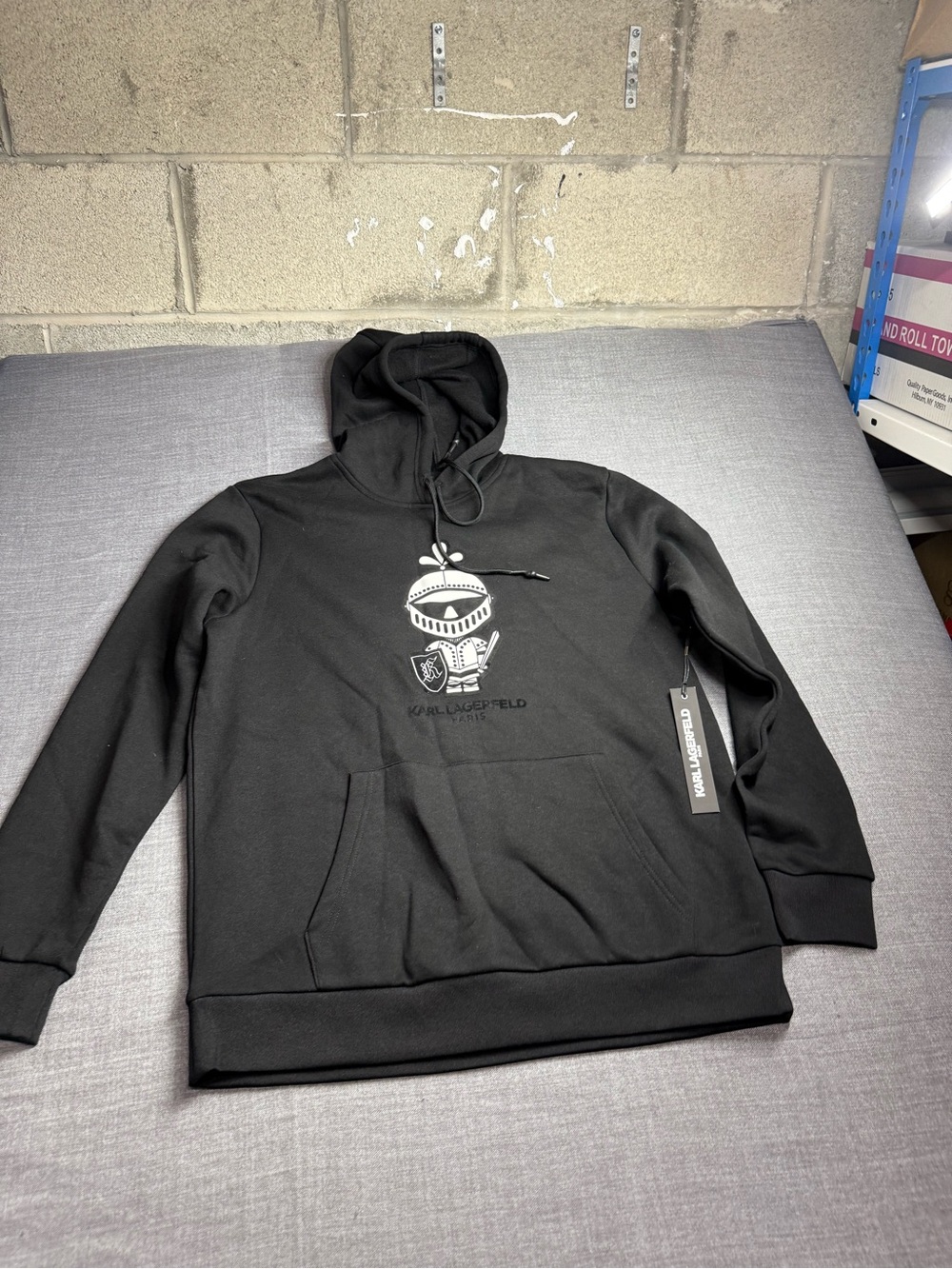 Karl Lagerfeld Black Graphic Hoodie with Knight Logo
